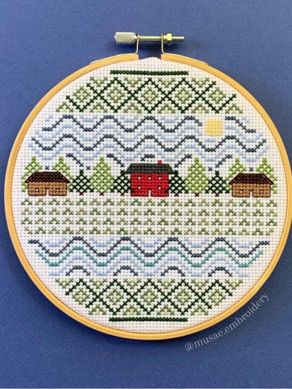 Handmade Cross Stitch Hoop Inspired by Muskoka